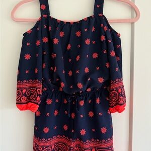 Michele Navy and Red Patterned Top